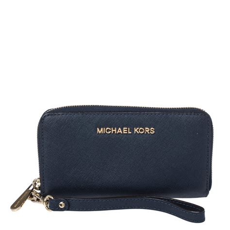 michael kors little hand wallet blue|Michael Kors wristlet wallet outlet.